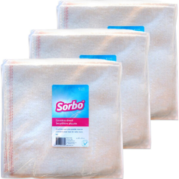 15x Sorbo witte katoenen dweilen/schoonmaakdoeken 60 x 60 cm -